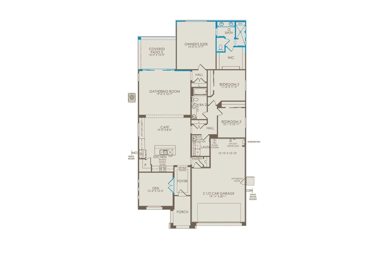 2D floor plan layout of this home in Vistoso Canyon Estates, Oro Valley, AZ (Image 2).