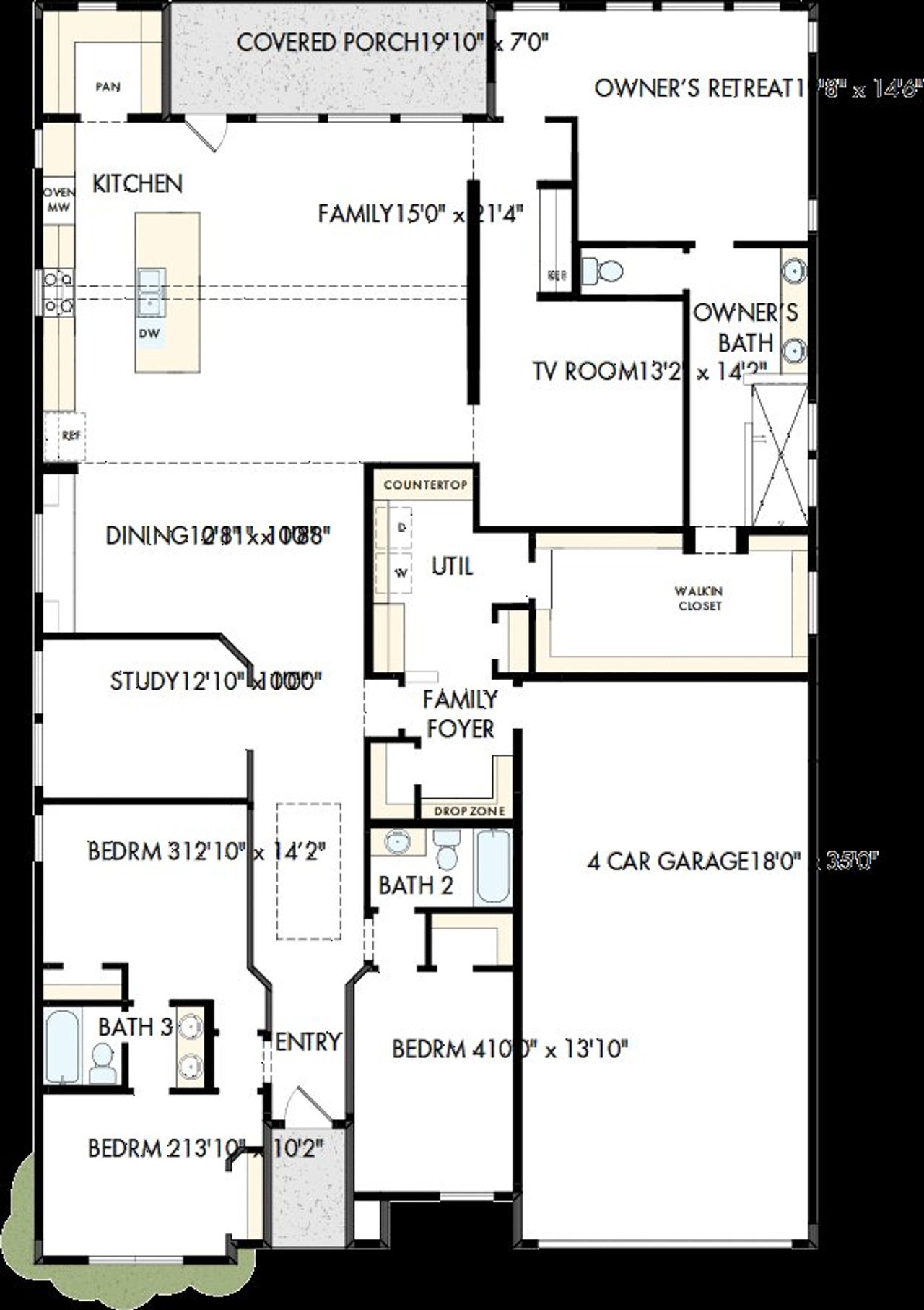 2D floor plan layout of this home in Pecan Square – Classics, Northlake, TX (Image 2). 2D floor plan layout of this home in Pecan Square – Classics, Northlake, TX (Image 2).