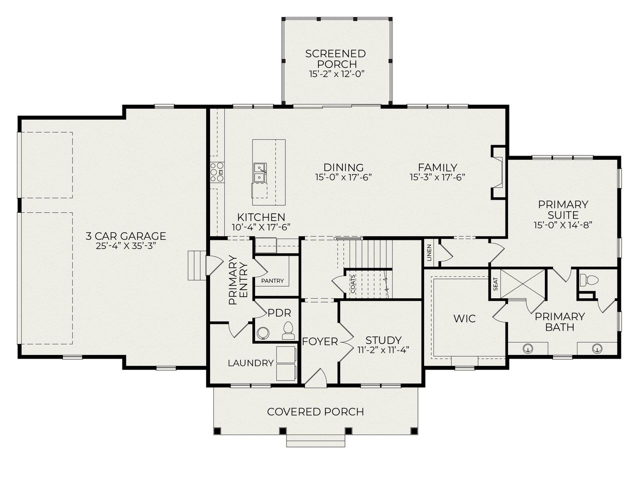 2D floor plan layout of this home in Everette's Preserve, Clayton, NC (Image 2).