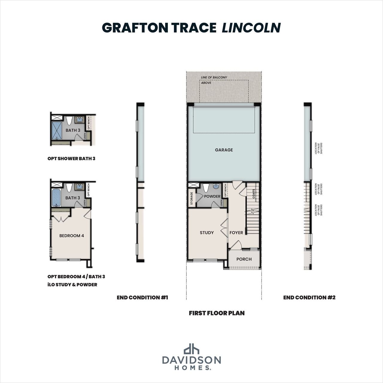 2D floor plan layout for the The Lincoln A by Davidson Homes LLC in Grafton Trace, Woodstock, GA (Image 2).