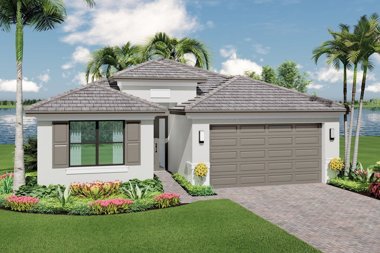 Exterior rendering of this home design in Valencia Parc at Riverland, Port St. Lucie, FL (Image 2).