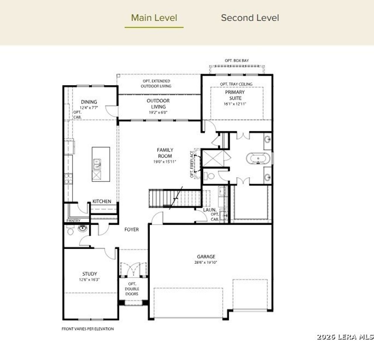2D floor plan layout of this home in Ventana - 60', Bulverde, TX (Image 2).