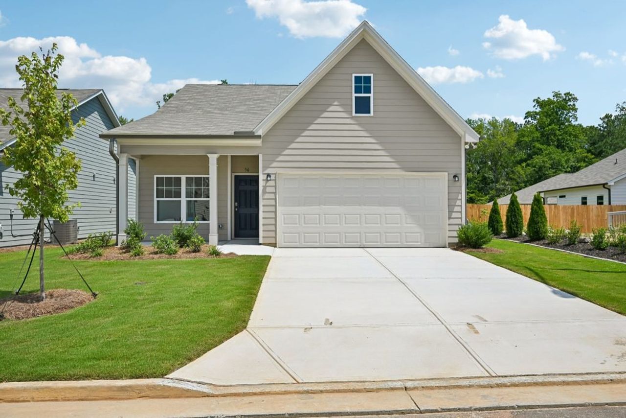 Front exterior of a new home in Villages at Cedar Hill, Dallas, GA, highlighting curb appeal (Image 2).