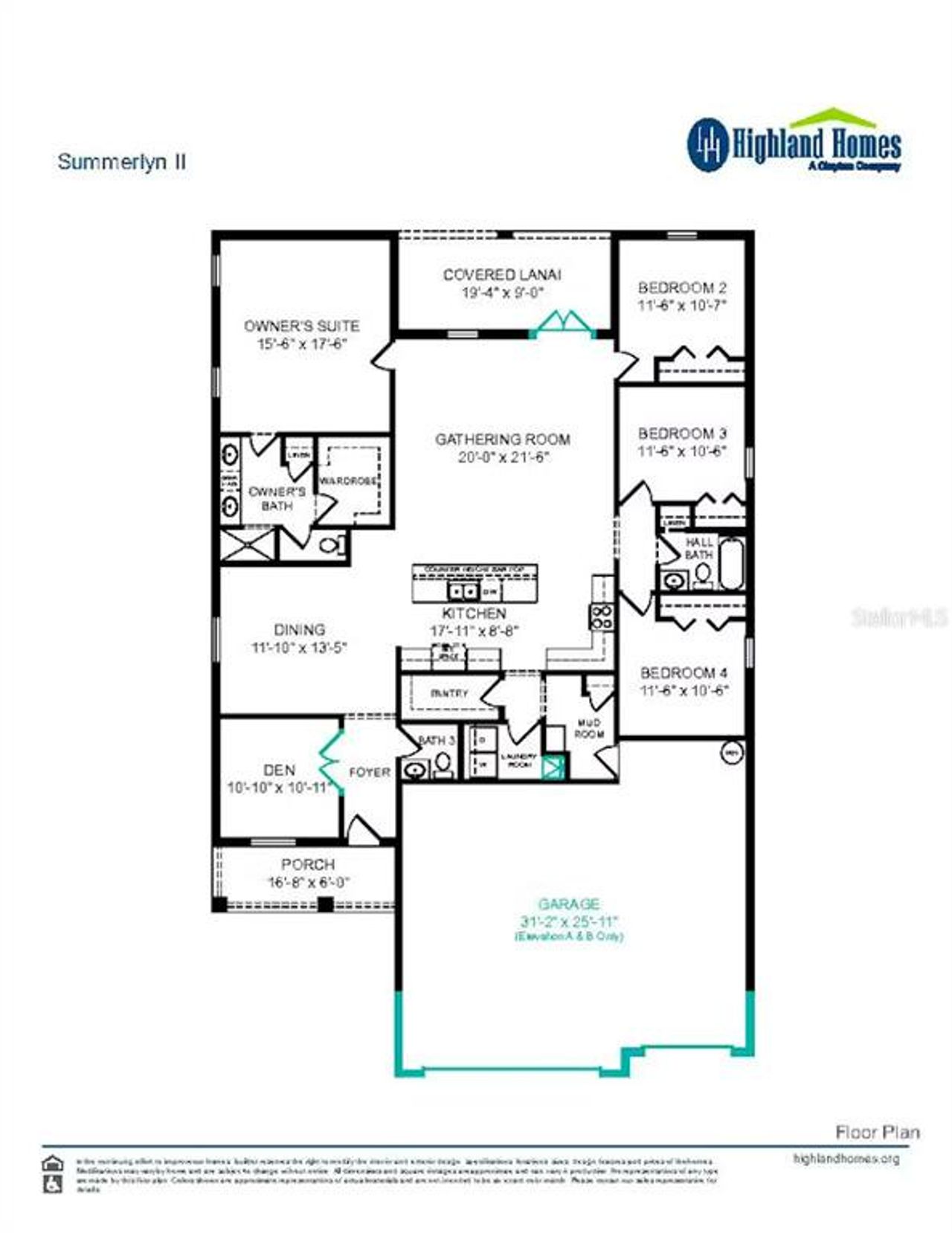 2D floor plan layout of this home in Summerlake Estates, Auburndale, FL (Image 2).