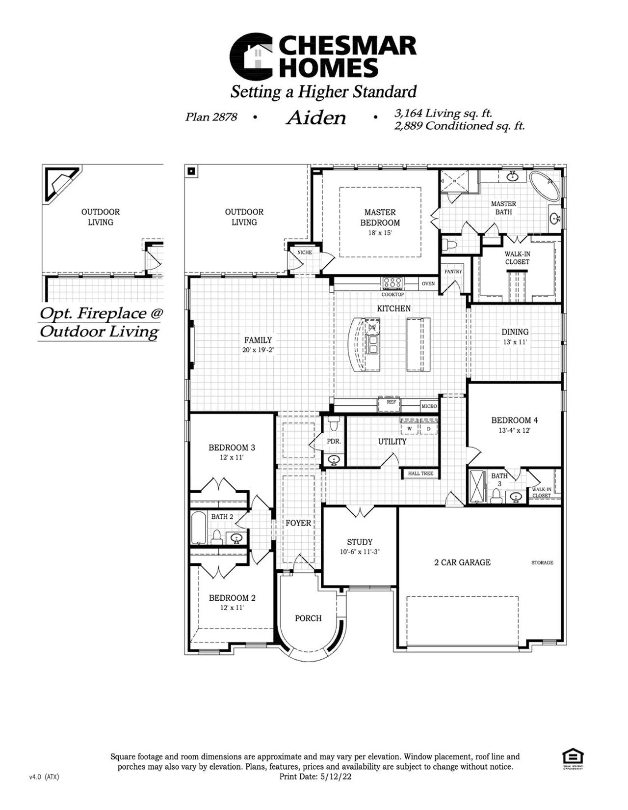2D floor plan layout for the Aiden by Chesmar Homes in Broken Oak, Georgetown, TX (Image 2). 2D floor plan layout for the Aiden by Chesmar Homes in Broken Oak, Georgetown, TX (Image 2).
