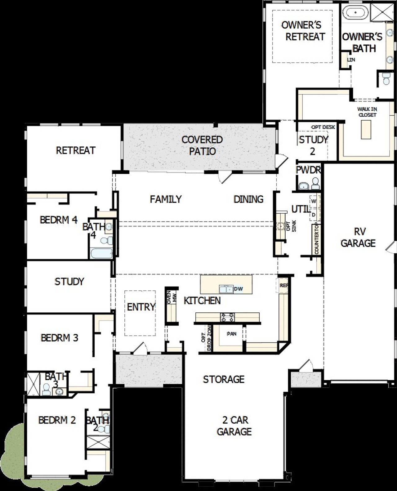 2D floor plan layout of this home in Tierra at Legado West, Queen Creek, AZ (Image 2).