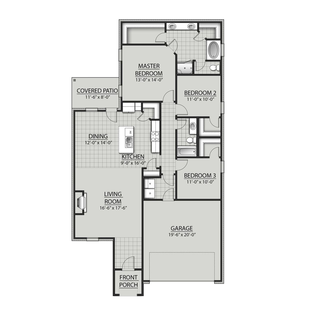 2D floor plan layout for the Davis II G by DSLD Homes in Longleaf, Lumberton, TX (Image 2).