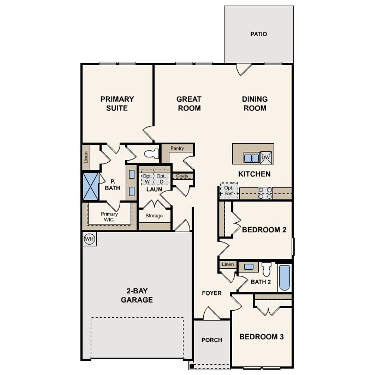 2D floor plan layout of this home in Pennsylvania Avenue, Springtown, TX (Image 2).