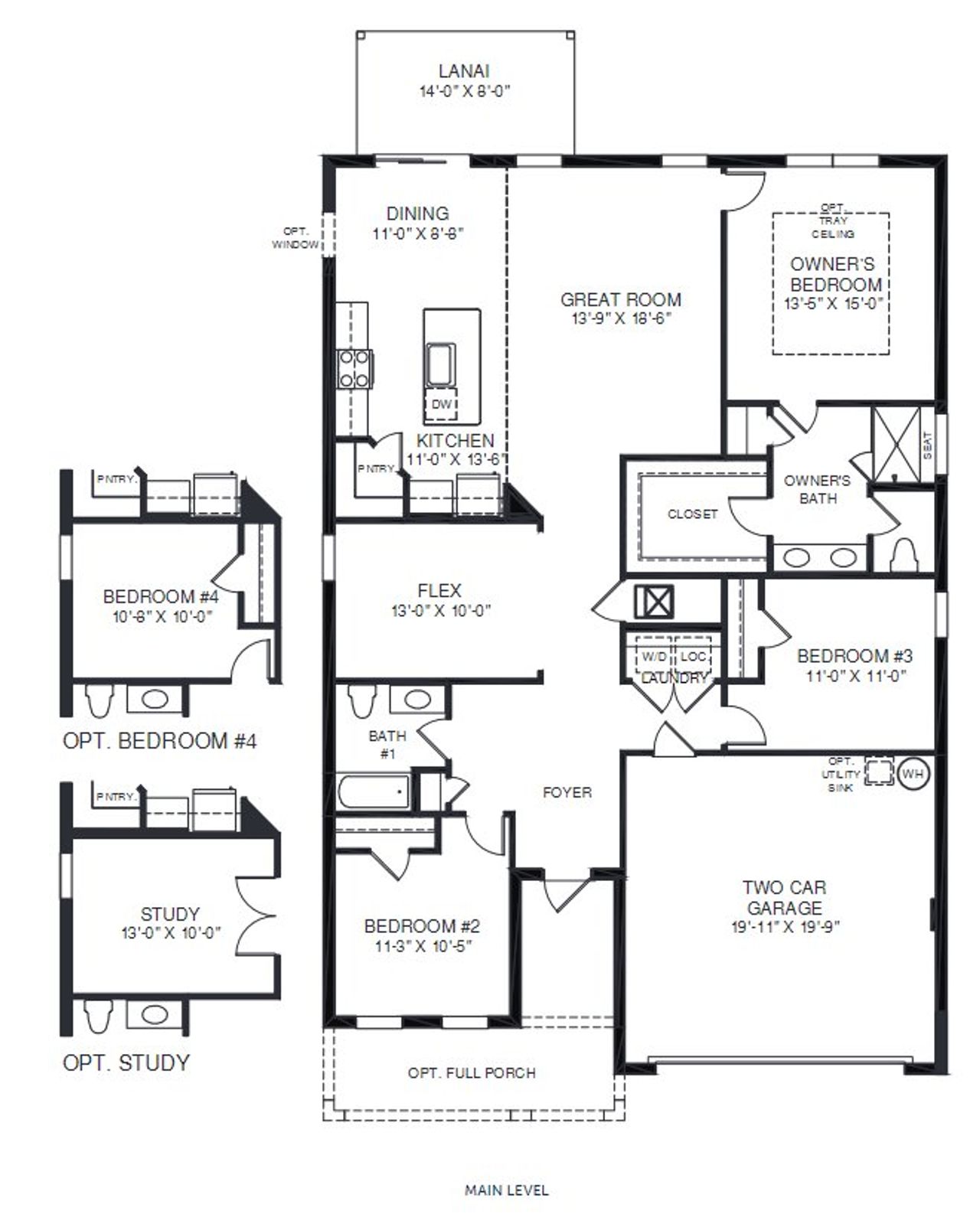 2D floor plan layout for the Baymont by Ryan Homes in Spirit of Sebastian, Sebastian, FL (Image 2).