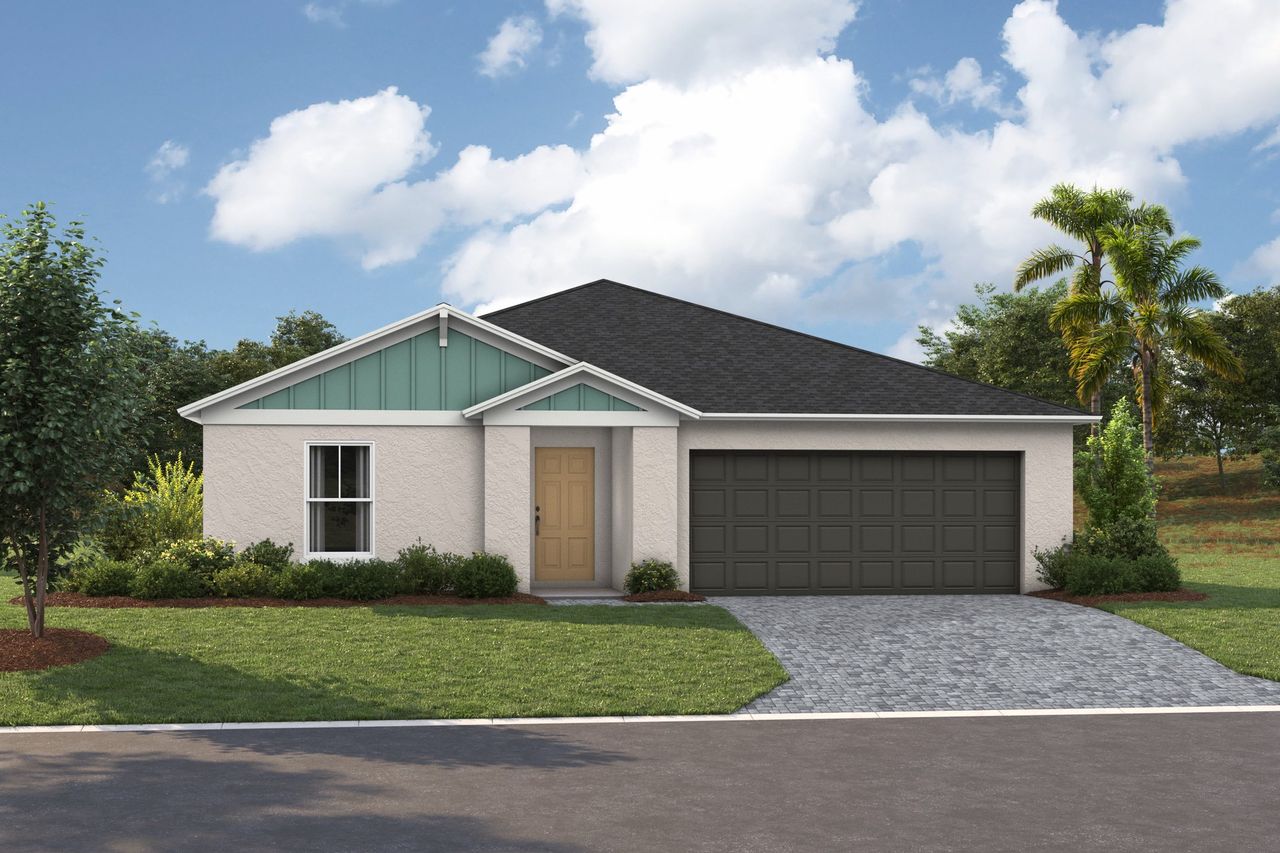 Representative exterior photo of a completed home built from the Alma by Casa Fresca Homes in Two Rivers, Zephyrhills, FL (Image 2). Representative exterior photo of a completed home built from the Alma by Casa Fresca Homes in Two Rivers, Zephyrhills, FL (Image 2).