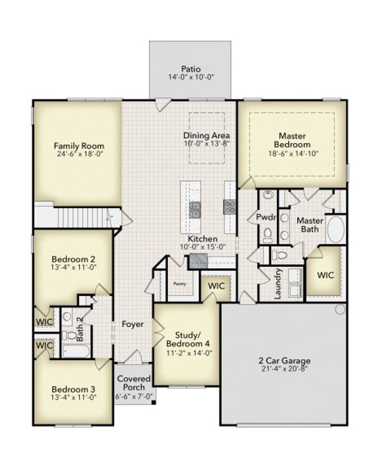 2D floor plan layout of this home in Hidden Lake Estates, Greenville, SC (Image 2).