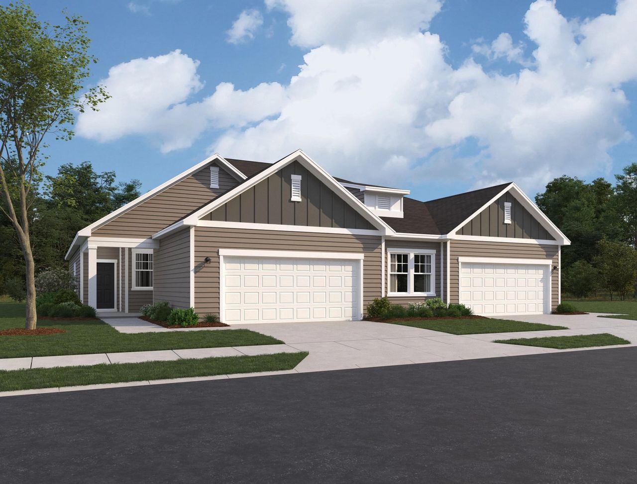 Representative exterior photo of a completed home built from the Clay by Starlight Homes in Hanford Landing, Graham, NC (Image 2). Representative exterior photo of a completed home built from the Clay by Starlight Homes in Hanford Landing, Graham, NC (Image 2).