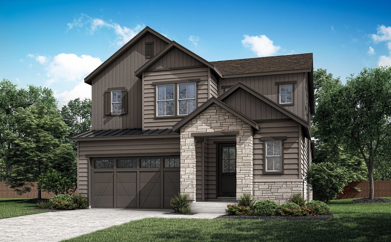 Representative exterior photo of a completed home built from the 3501 by Tri Pointe Homes in Sterling Ranch, Littleton, CO (Image 2).
