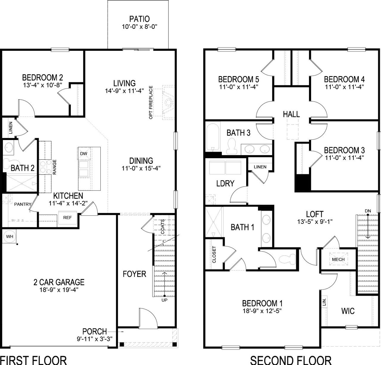 2D floor plan layout of this home in Keebler Meadows, Johnson City, TN (Image 2).