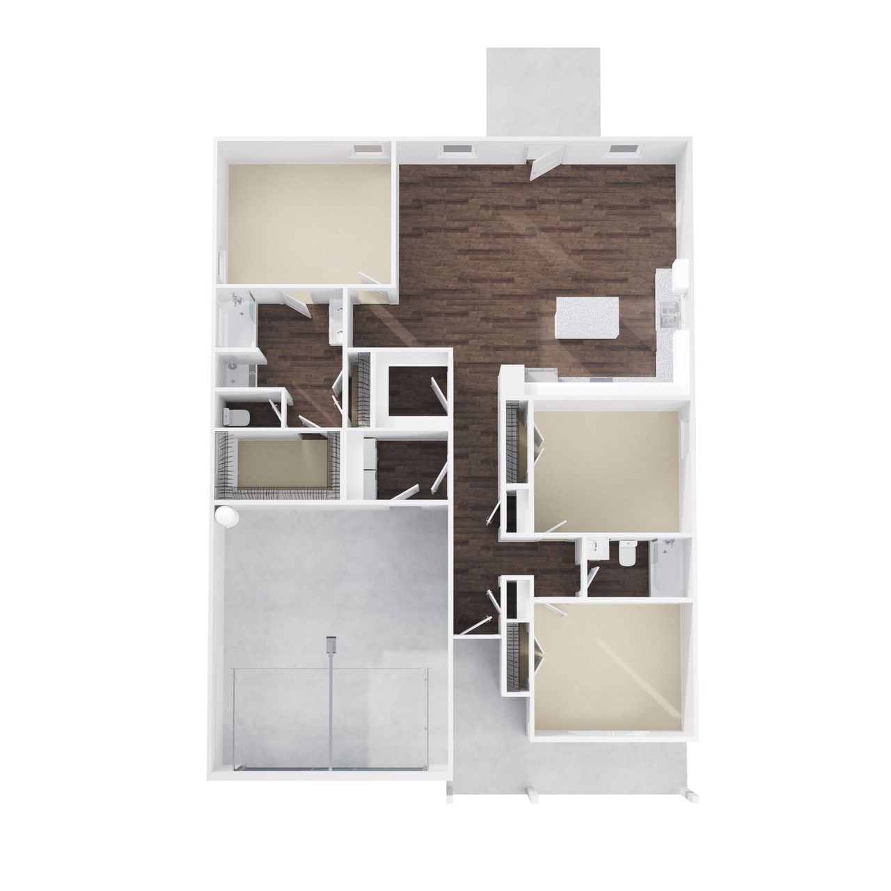 2D floor plan layout for the Carter by Foundation Home Builders LLC in Pallini Place, Ossipee, NC (Image 2).