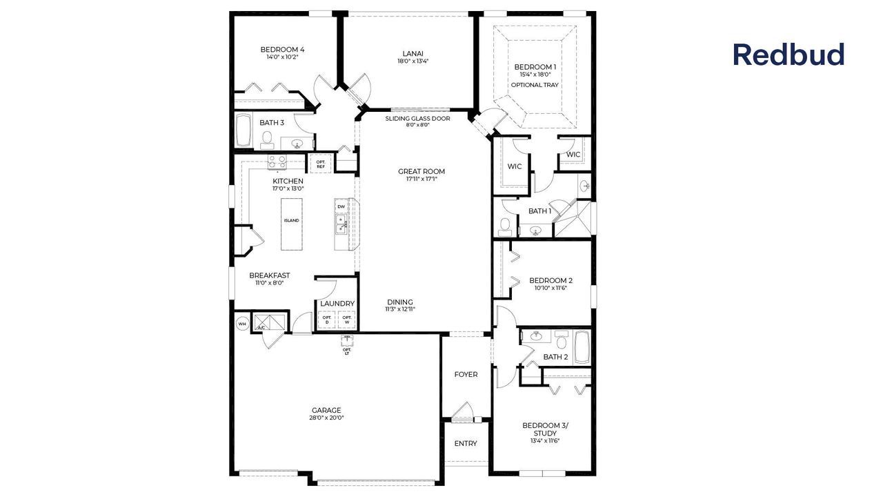 2D floor plan layout of this home in Riverwalk of Cocoa, Cocoa, FL (Image 2).