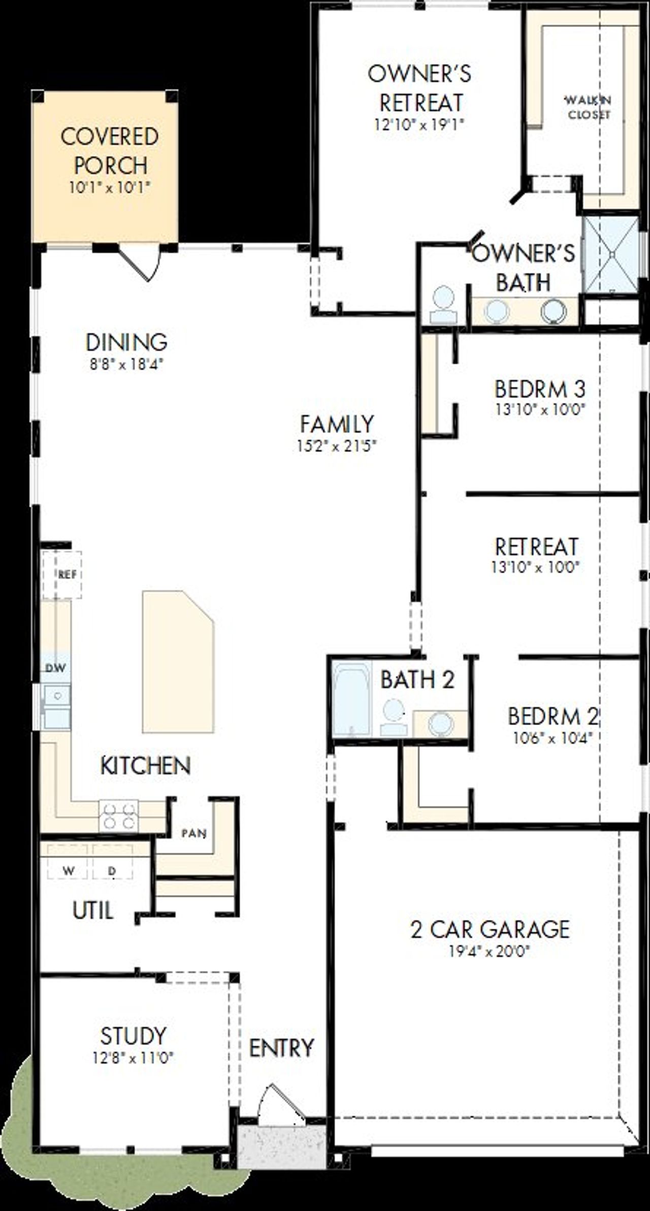 2D floor plan layout of this home in Sandbrock Ranch, Aubrey, TX (Image 2).