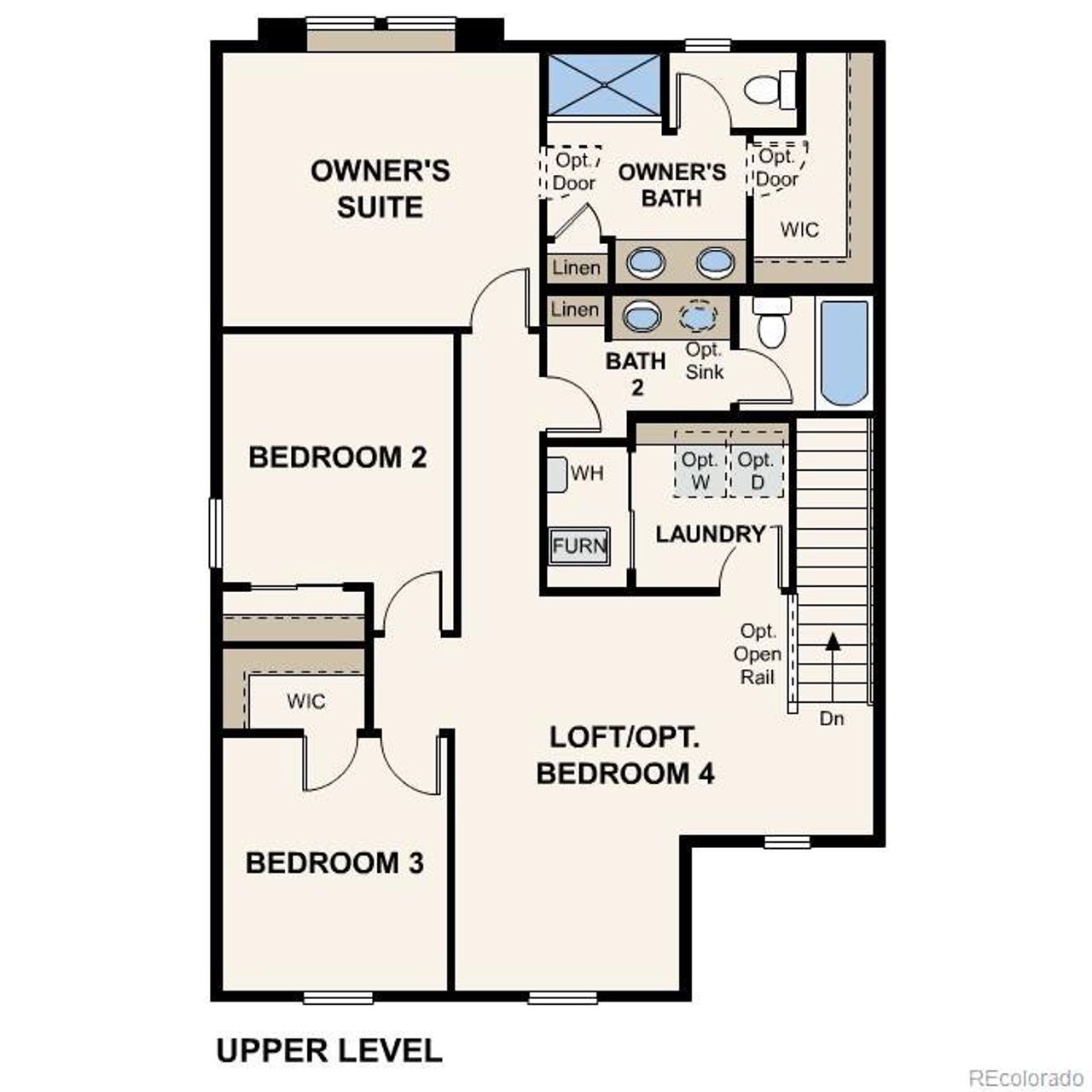 2D floor plan layout of this home in Coyote Creek, Fort Lupton, CO (Image 2).