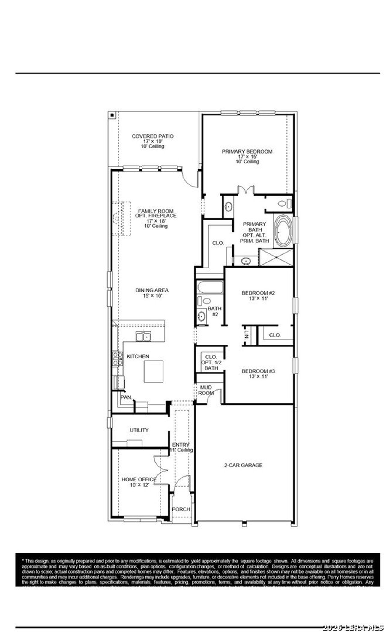 2D floor plan layout of this home in Briggs Ranch, San Antonio, TX (Image 2).