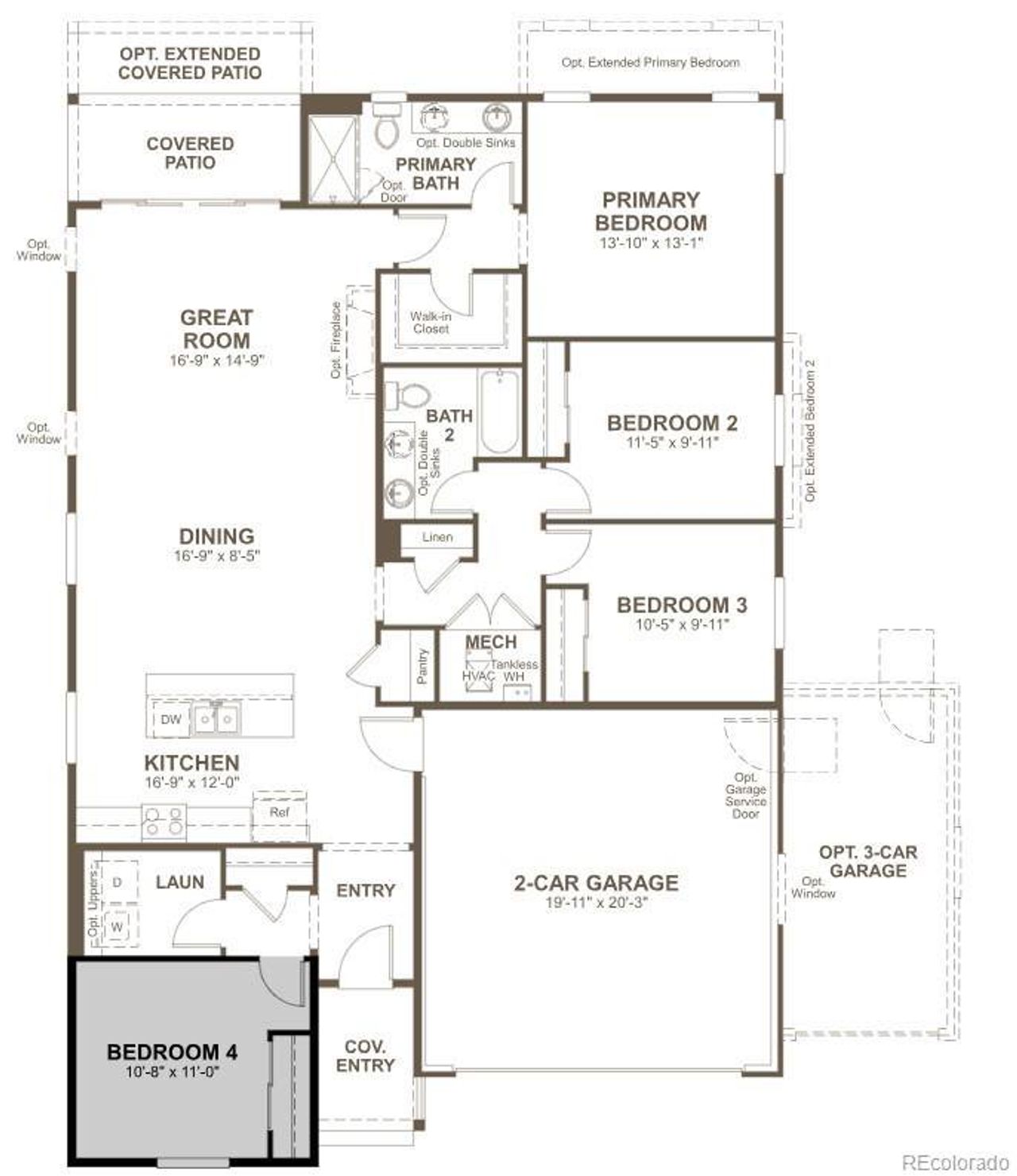 2D floor plan layout of this home in Fossil Creek, Windsor, CO (Image 2).