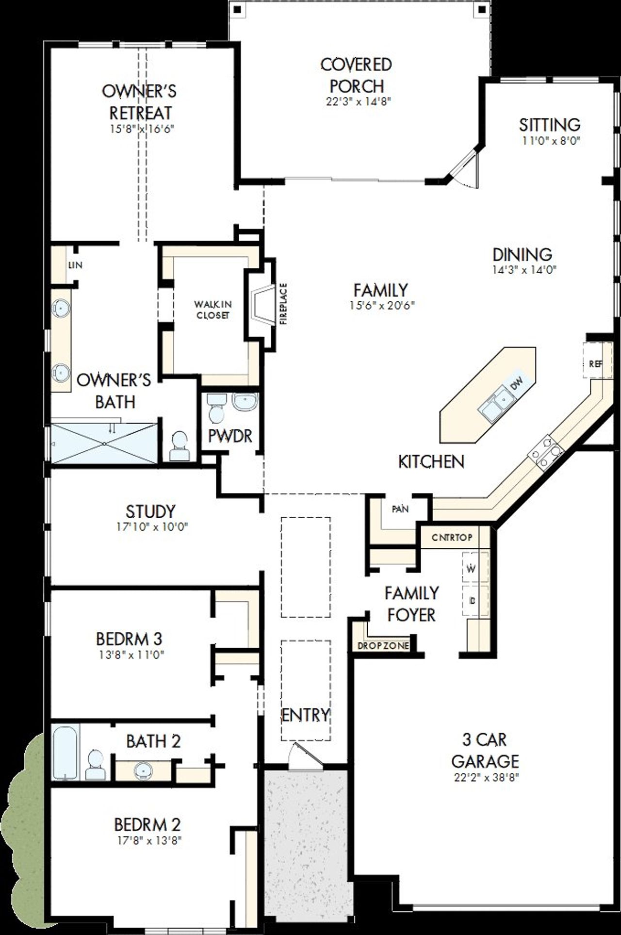2D floor plan layout of this home in The Highlands Encore - Harbor Collection, Porter, TX (Image 2). 2D floor plan layout of this home in The Highlands Encore - Harbor Collection, Porter, TX (Image 2).