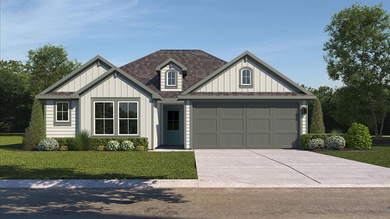Front exterior of a new home in Creeks at Burnett Trail, Canton, TX, highlighting curb appeal (Image 2). Front exterior of a new home in Creeks at Burnett Trail, Canton, TX, highlighting curb appeal (Image 2).
