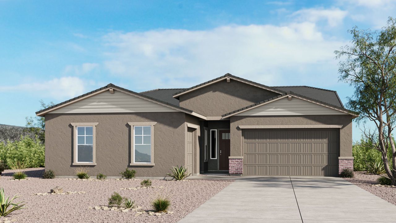 Representative exterior photo of a completed home built from the Yellowstone by Taylor Morrison in Saddleback, Peoria, AZ (Image 2). Representative exterior photo of a completed home built from the Yellowstone by Taylor Morrison in Saddleback, Peoria, AZ (Image 2).