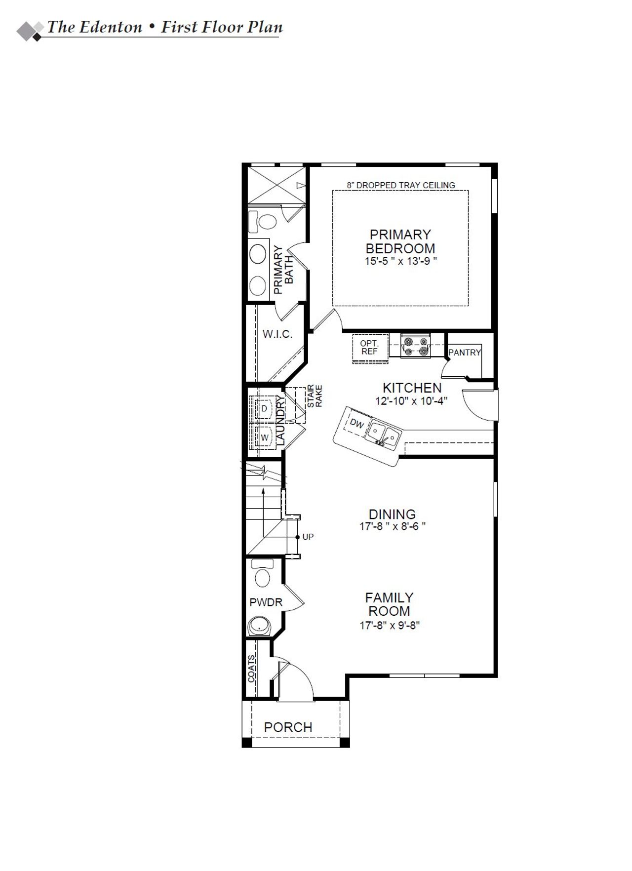 2D floor plan layout for the Edenton by Eastwood Homes in Lauren Park Townhomes, Lexington, SC (Image 2).