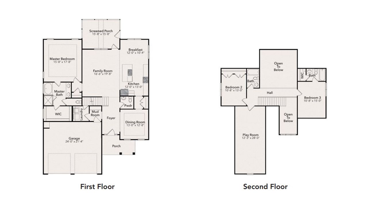 2D floor plan layout for the The Lafayette by JSJ Builders in Langdon Ridge, Angier, NC (Image 2).