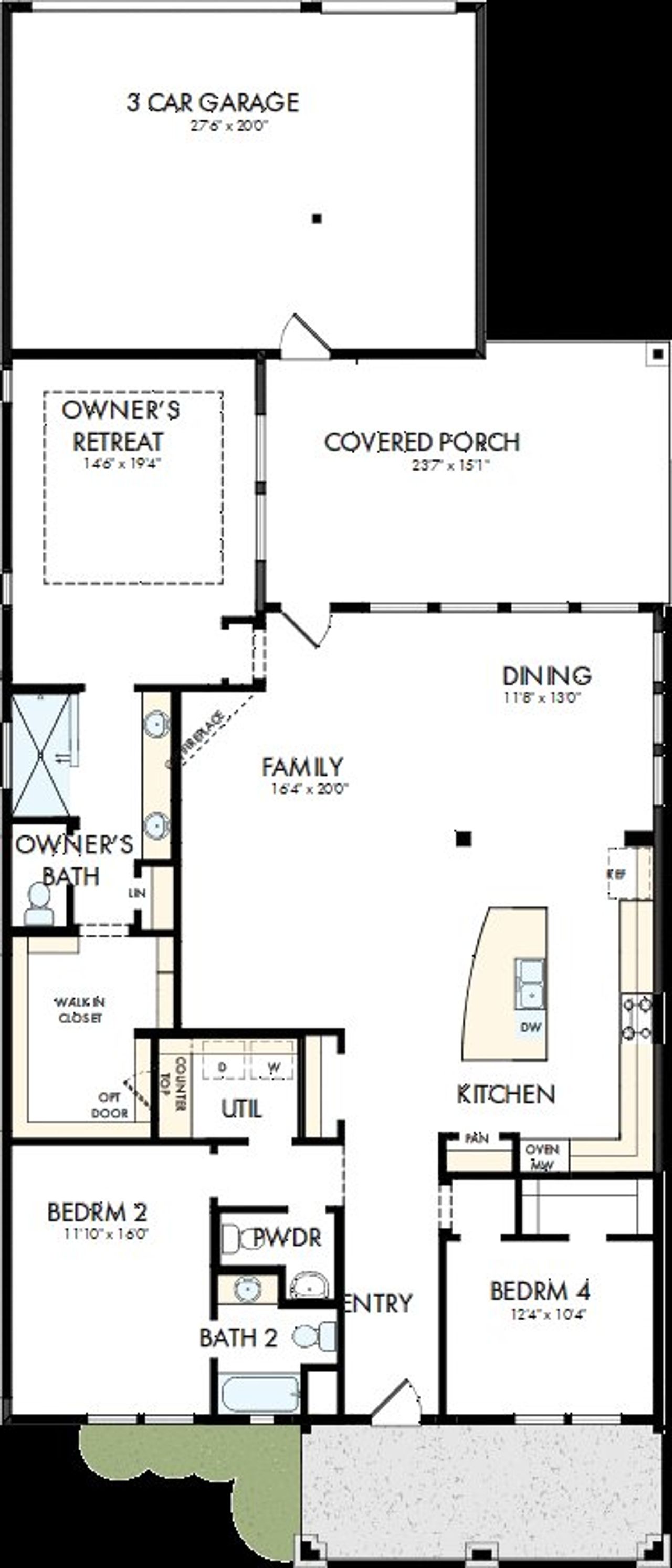 2D floor plan layout of this home in Elements at Viridian - Traditional Series, Arlington, TX (Image 2).
