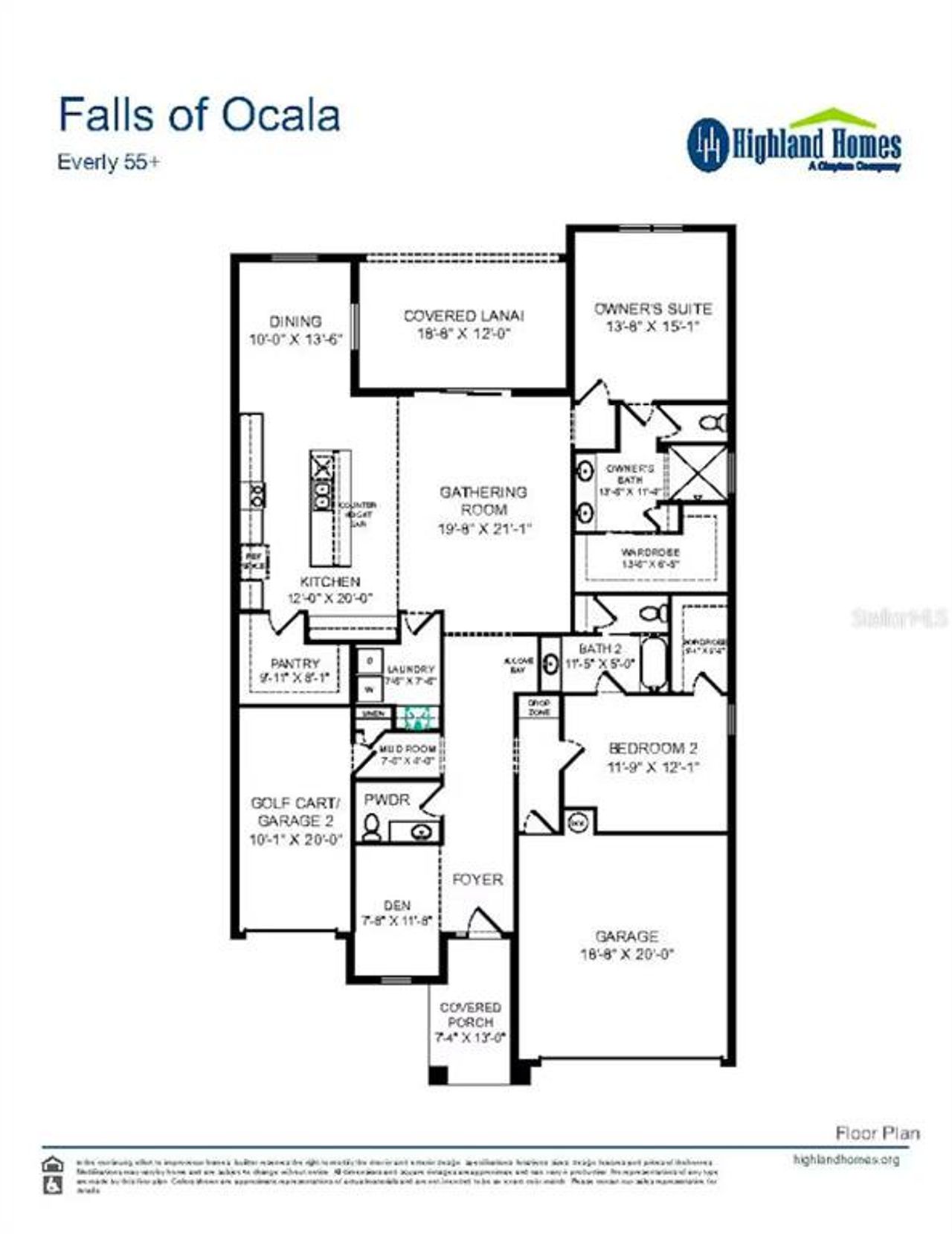 2D floor plan layout of this home in Falls of Ocala, Ocala, FL (Image 2).
