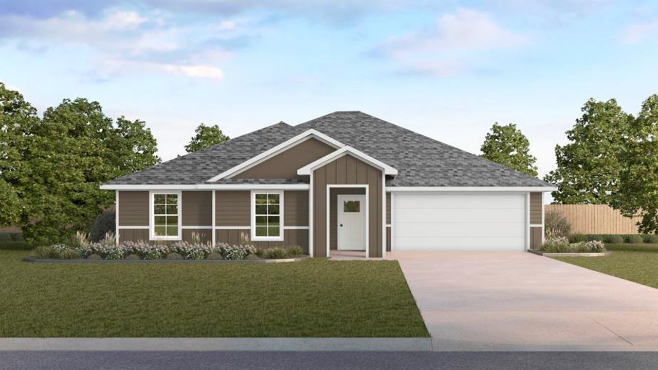 Front exterior of a new home in Waverly Estates, Josephine, TX, highlighting curb appeal (Image 2).