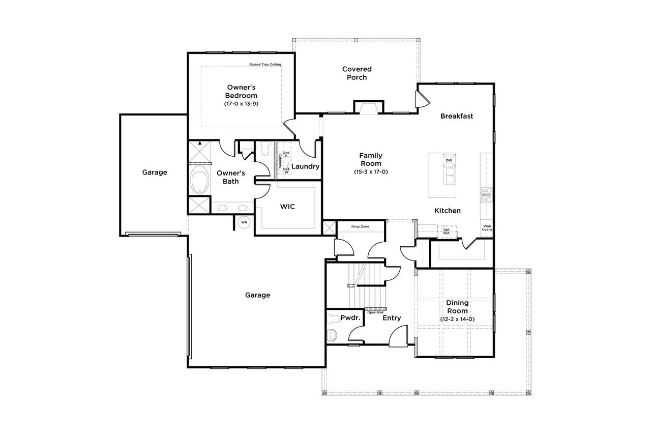 2D floor plan layout for the Emilia by DRB Homes in Brush Arbor, McDonough, GA (Image 2).