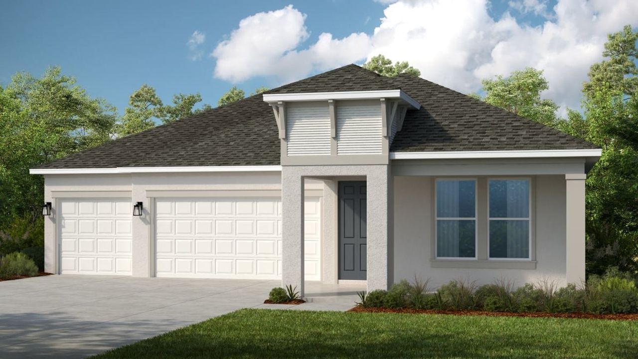 Representative exterior photo of a completed home built from the Bainbridge by Taylor Morrison in Esplanade at McKinnon Groves, Winter Garden, FL (Image 2).