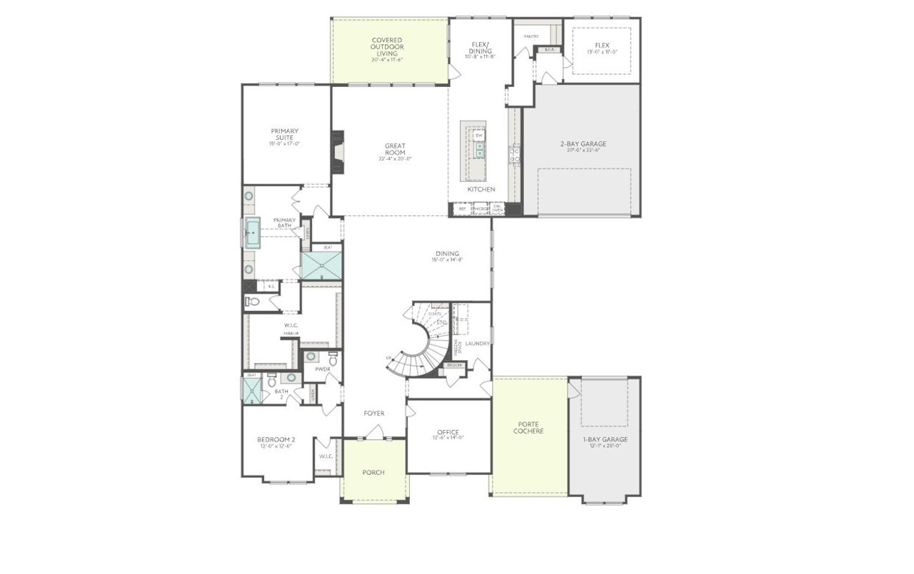 2D floor plan layout for the Camden by Tri Pointe Homes in Sienna 80′, Missouri City, TX (Image 2).