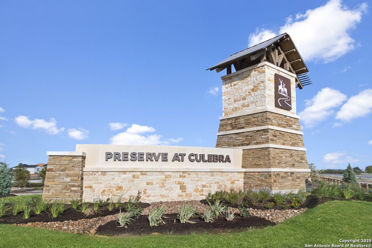 Front exterior of a new home in Preserve at Culebra - Heritage Collection, San Antonio, TX, highlighting curb appeal (Image 2). Front exterior of a new home in Preserve at Culebra - Heritage Collection, San Antonio, TX, highlighting curb appeal (Image 2).
