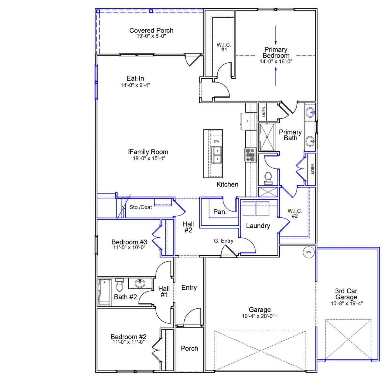 2D floor plan layout of this home in Burke Estates, Chesnee, SC (Image 2).