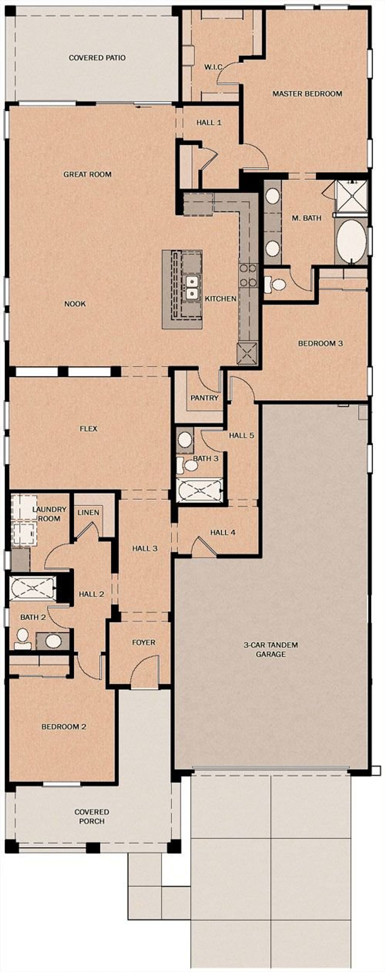 2D floor plan layout of this home in Cascades at Prasada, Surprise, AZ (Image 2). 2D floor plan layout of this home in Cascades at Prasada, Surprise, AZ (Image 2).