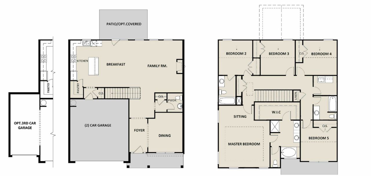2D floor plan layout for the Lakewood by McKinley Homes in Clark Farms, Flowery Branch, GA (Image 2).