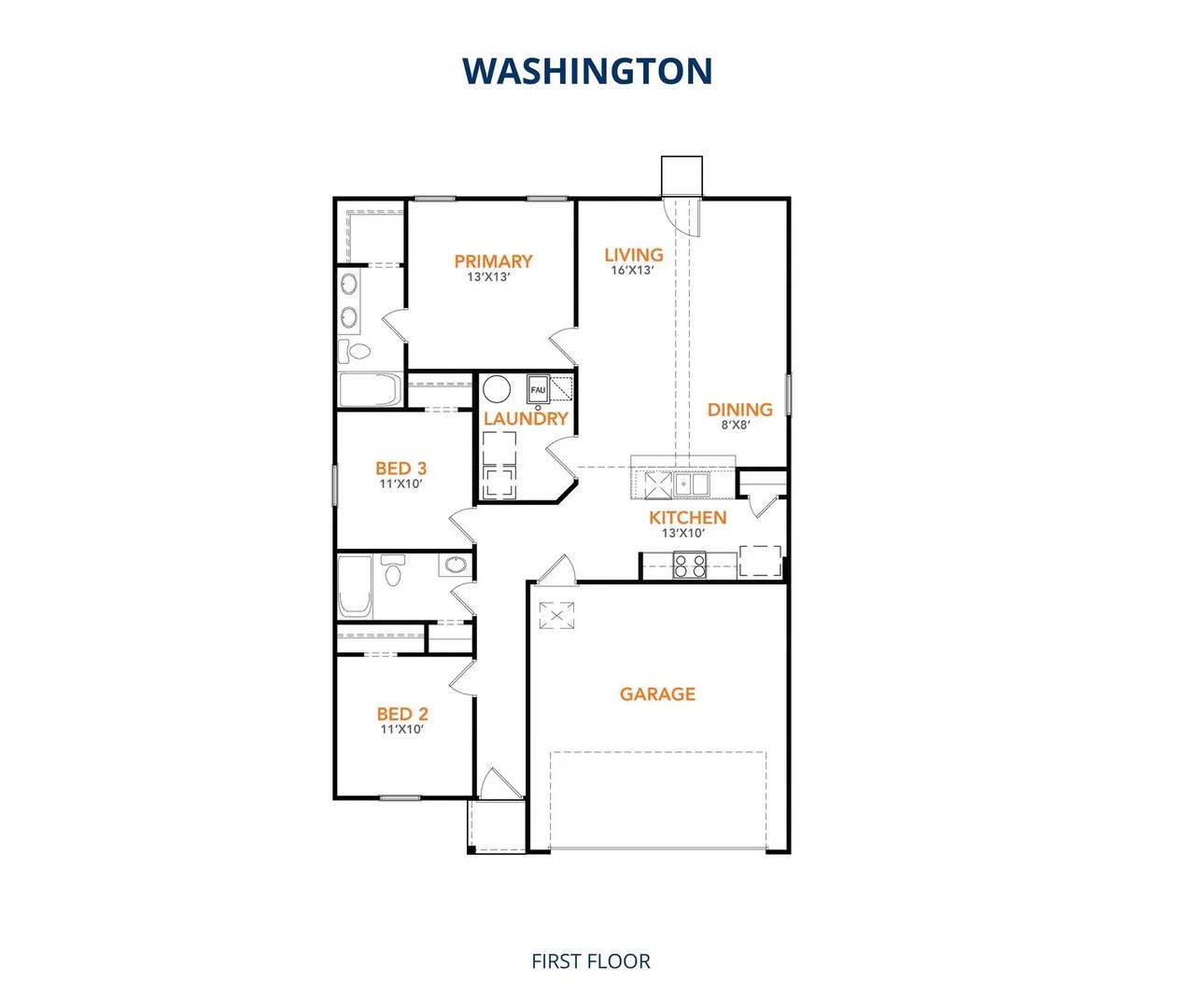 2D floor plan layout of this home in Milford Farms, Milford, TX (Image 2).