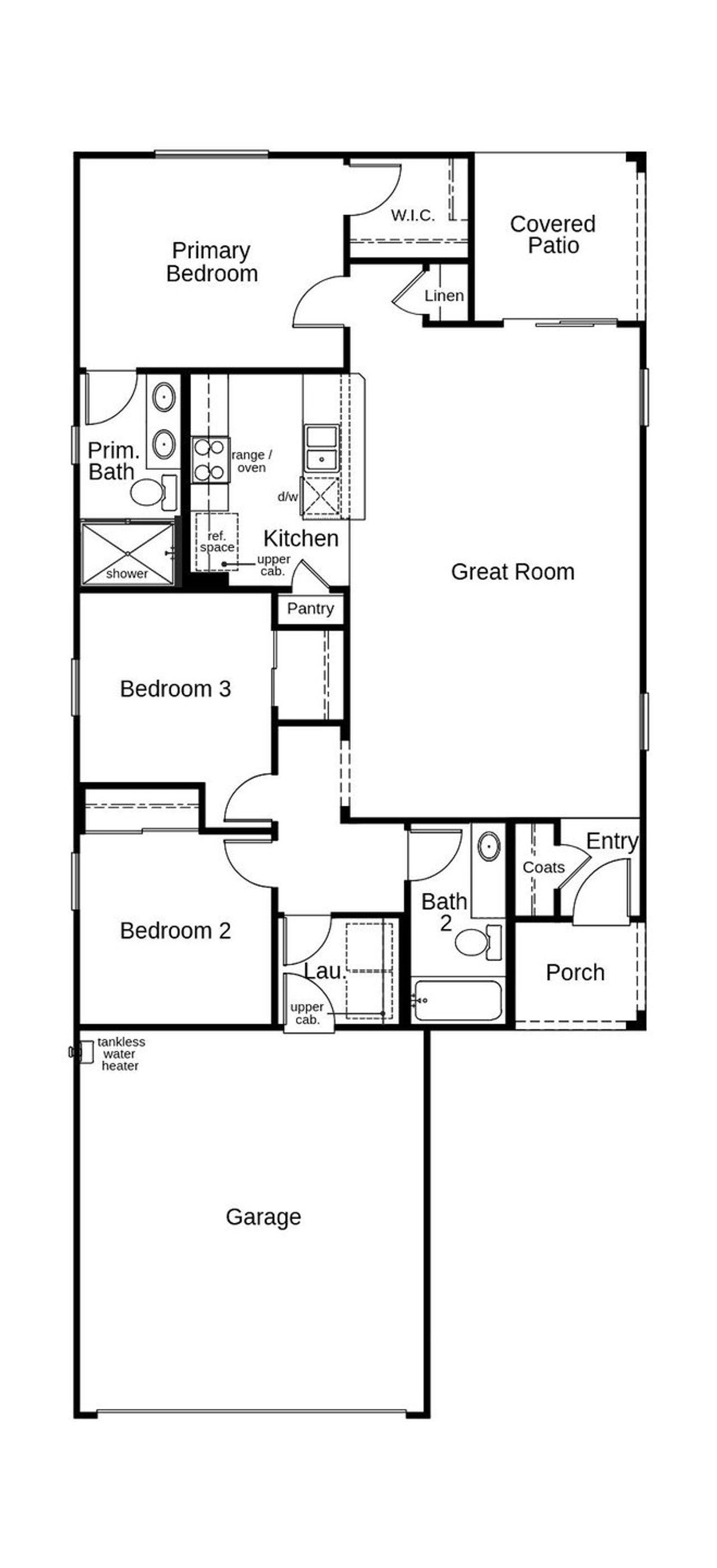 2D floor plan layout of this home in Entrada Del Toro at Rancho Sahuarita, Sahuarita, AZ (Image 2).