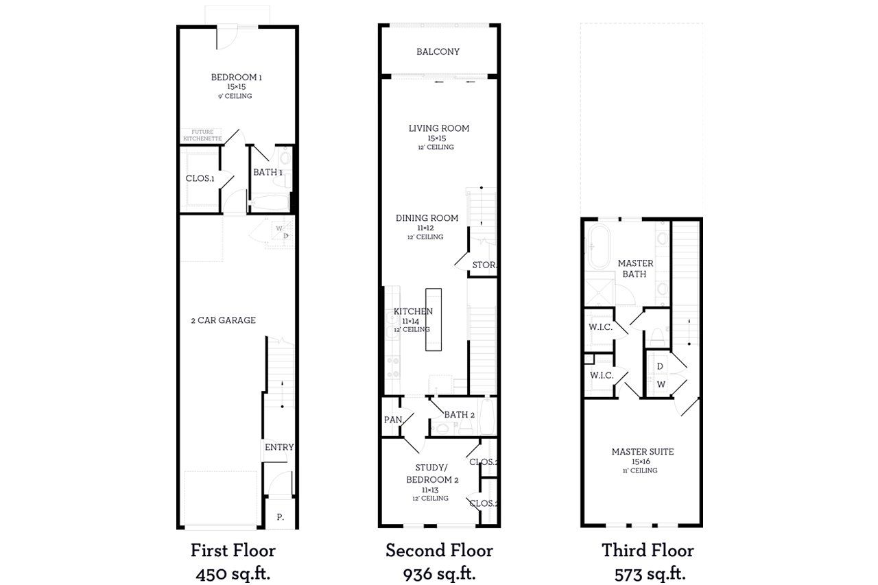 2D floor plan layout of this home in Bluebonnet Lofts, Austin, TX (Image 2).