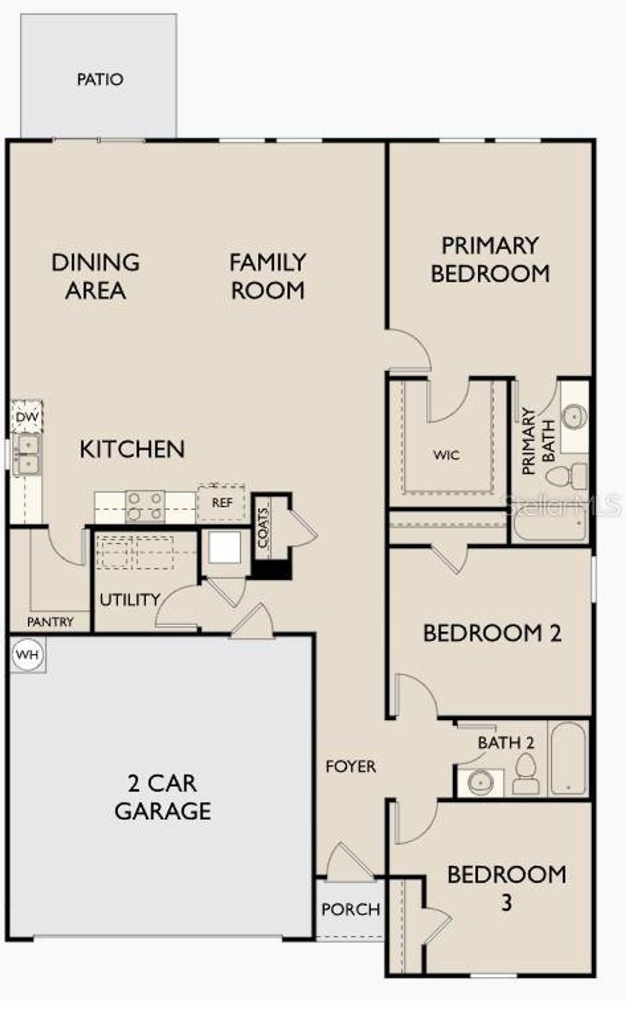 2D floor plan layout of this home in Belair Place, Sanford, FL (Image 2).