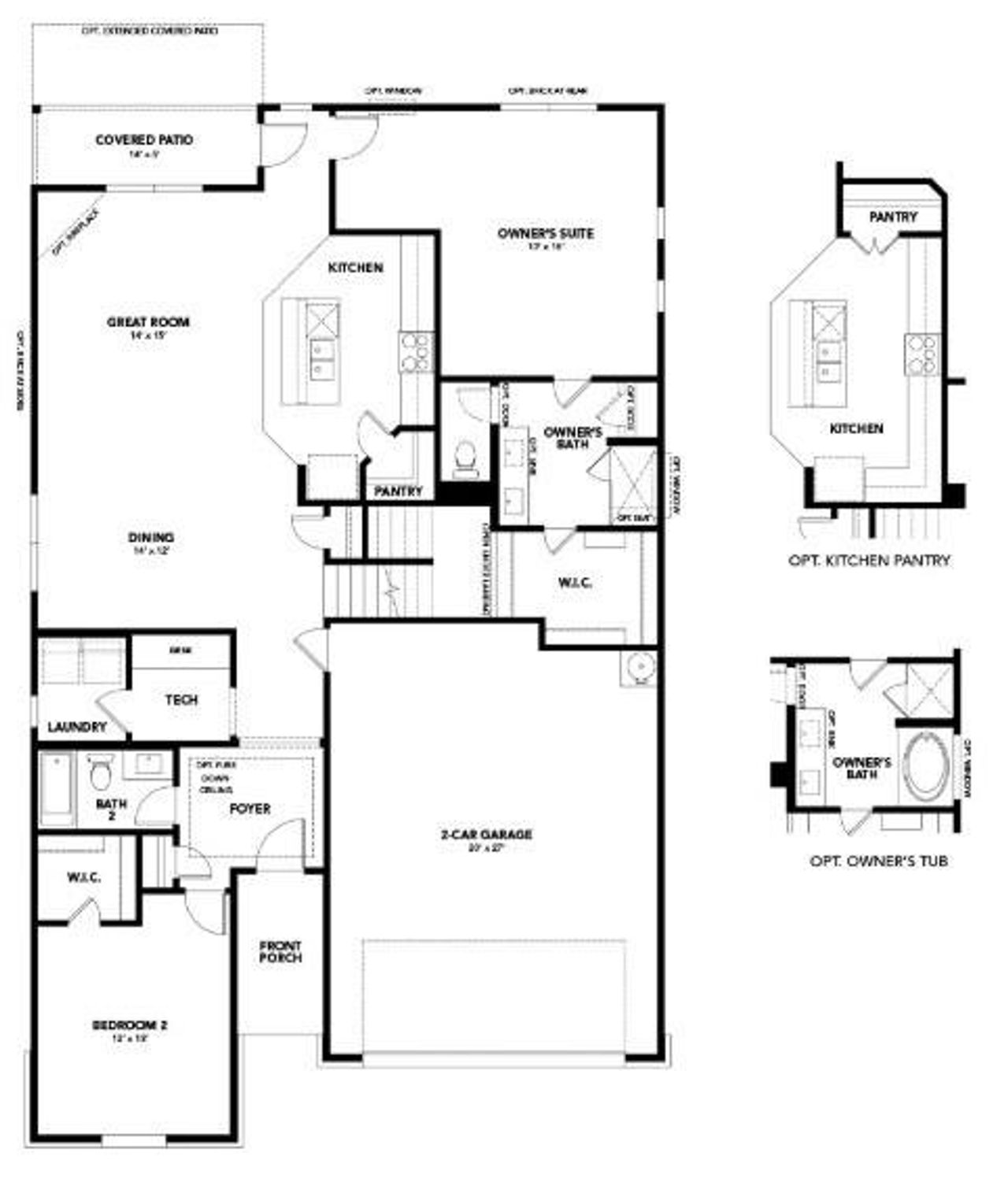 2D floor plan layout of this home in Opal Ranch, Kyle, TX (Image 2).