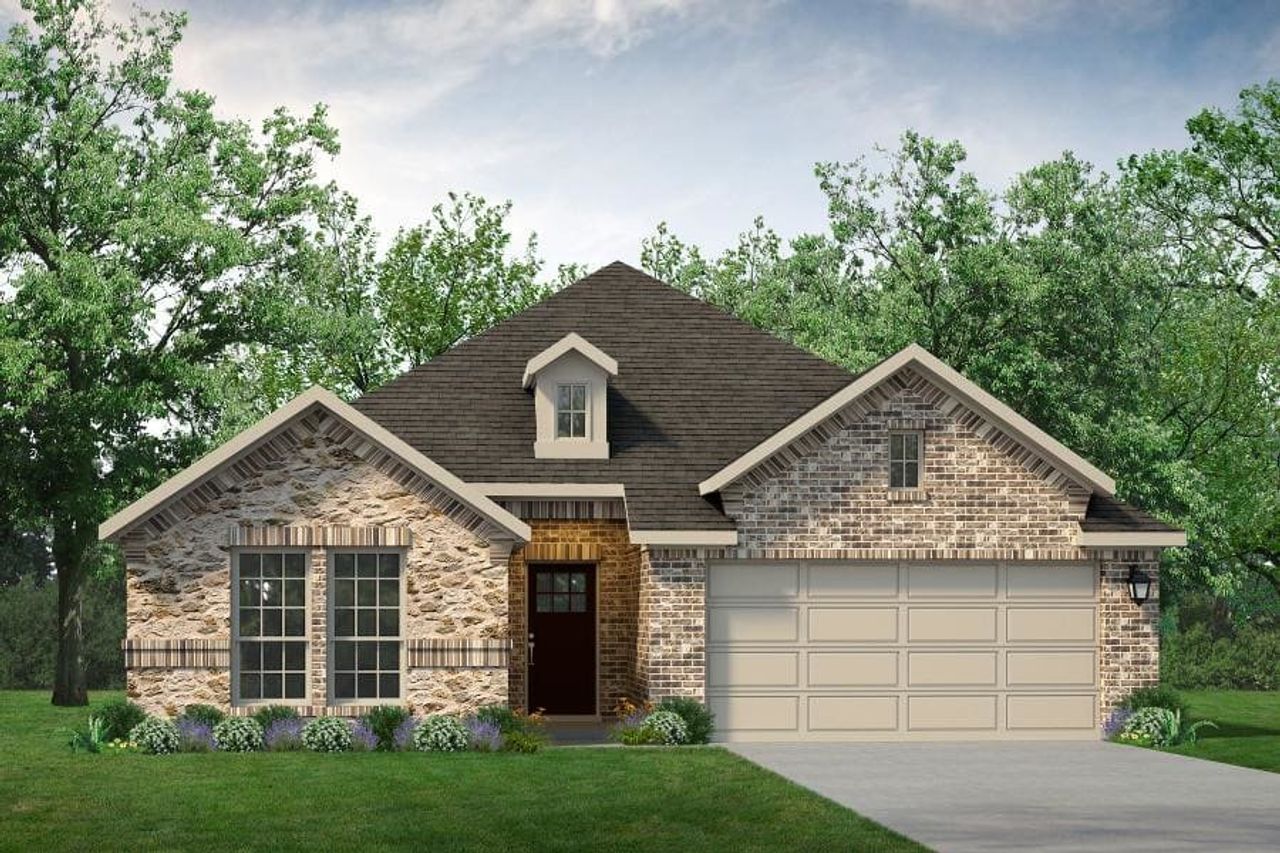 Representative exterior photo of a completed home built from the Pecos by UnionMain Homes in Wildflower Ranch, Justin, TX (Image 2).