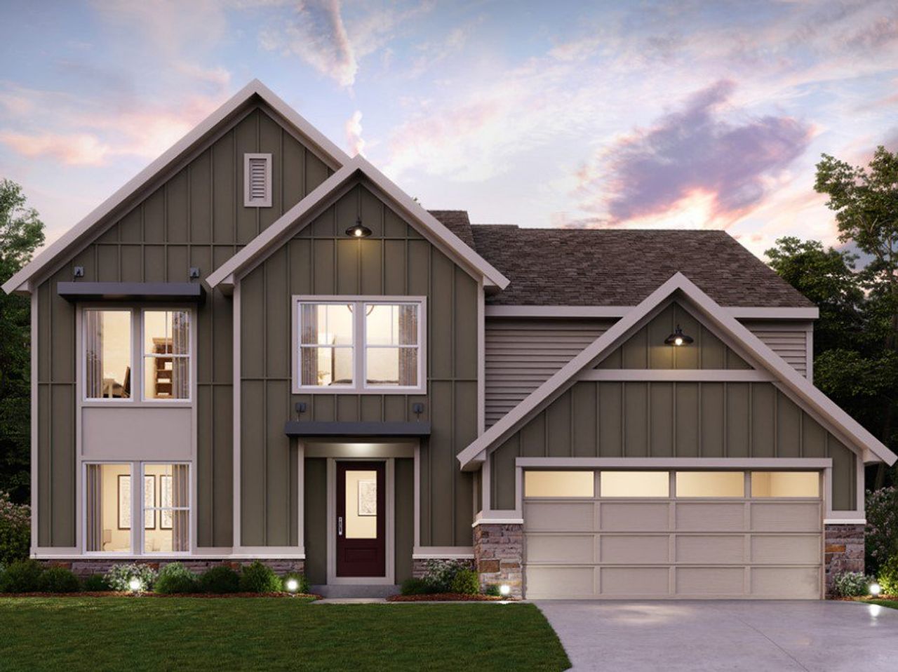 Representative exterior photo of a completed home built from the Blair by Fischer Homes in Lochmoor at Savannah Lakes, Hiram, GA (Image 2).