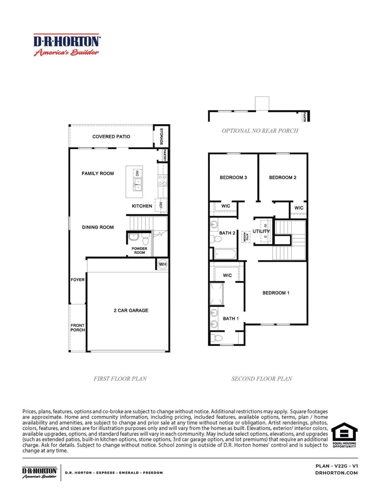 2D floor plan layout for the Gardenia by D.R. Horton in Pinehaven, Houston, TX (Image 2).