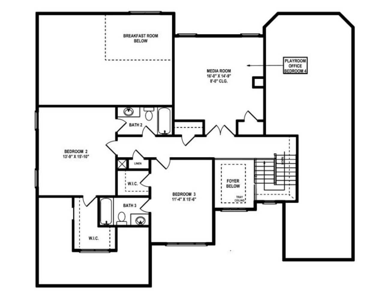 2D floor plan layout for the Newcastle by O'Dwyer Homes in Chattahoochee Reserve, Cumming, GA (Image 2).
