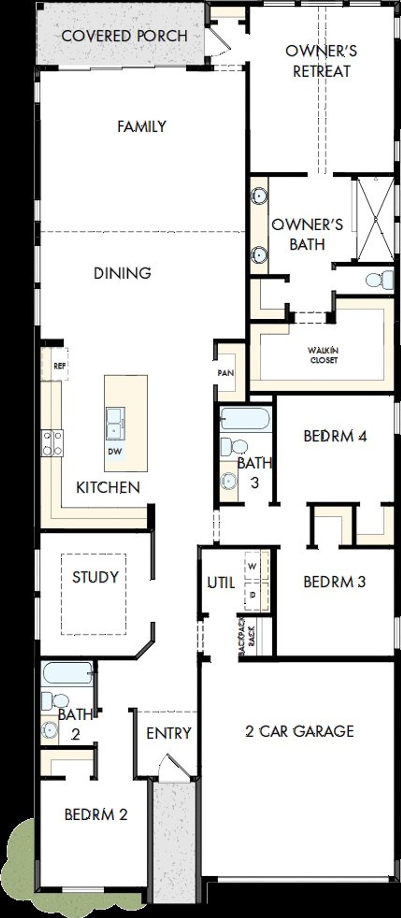2D floor plan layout of this home in Harvest Green 45', Richmond, TX (Image 2).