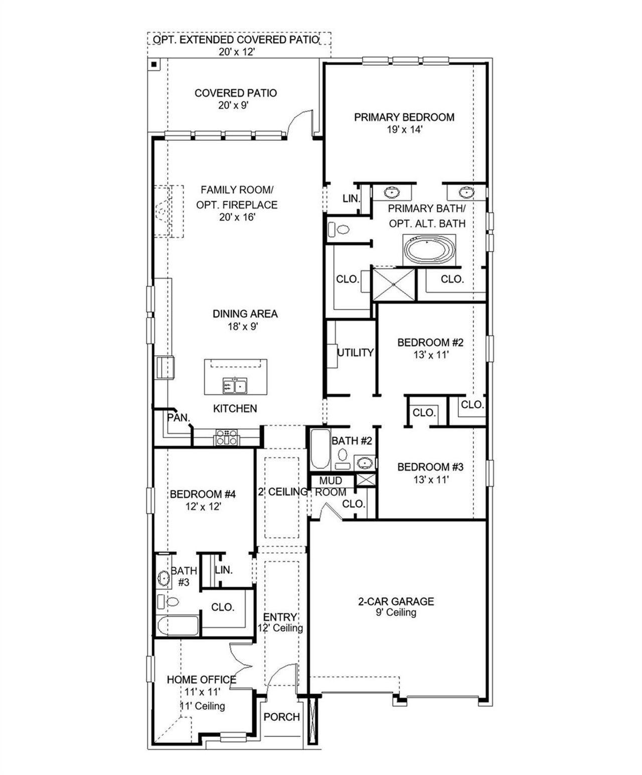 2D floor plan layout of this home in Wolf Ranch, Georgetown, TX (Image 2).